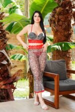 بيجاما شفاف ثلاث قطع أحمر