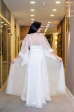 طقم نوم ساتان تول كم ريش مميز - Görsel 3