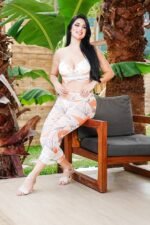 بيجاما شفاف ثلاث قطع اورانج - Görsel 4