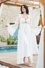 ⁦طقم نوم ساتان تول كم مطرز رائع⁩ - الصورة ⁦3⁩