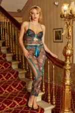 بيجاما شفاف ثلاث قطع تركواز