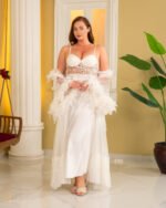 ⁦طقم نوم ساتان تول كم ريش⁩ - الصورة ⁦3⁩