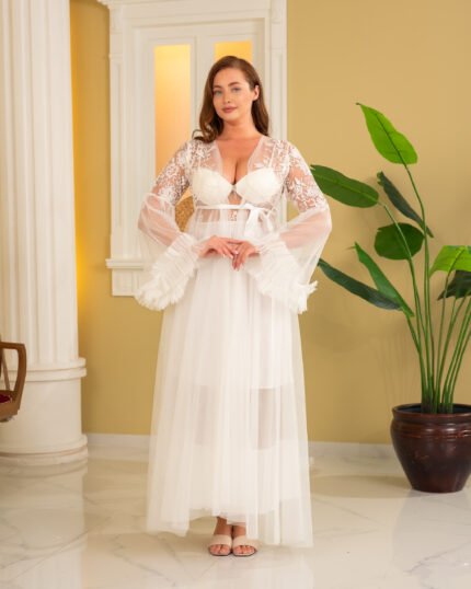 طقم نوم ساتان تول كم كشكش ستراس